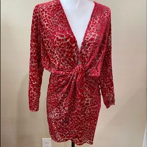 Red Animal Print Cocktail Dress! Size Small